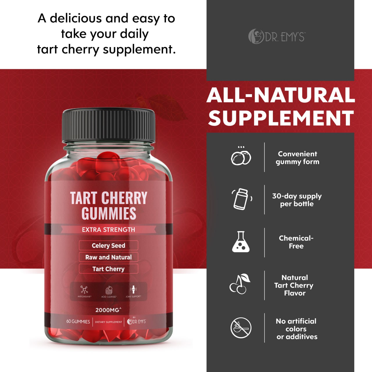 Tart Cherry Extract Gummies 60 Count – Dr Emy's